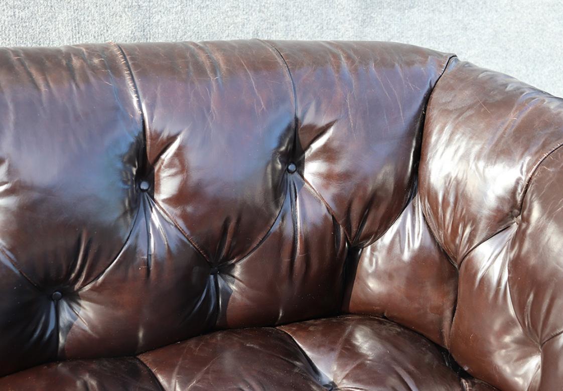 English Made Brown Leather Chesterfield Sofa 2
