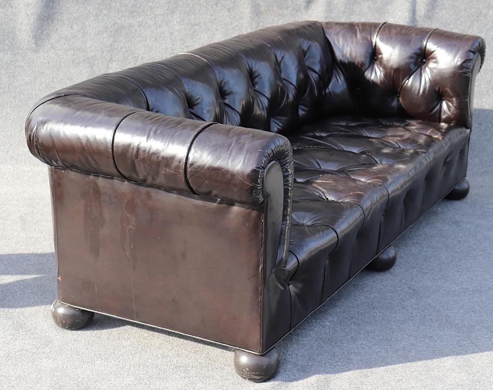 English Made Brown Leather Chesterfield Sofa 3