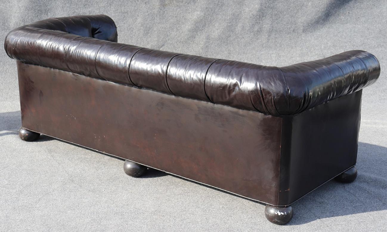 English Made Brown Leather Chesterfield Sofa 4