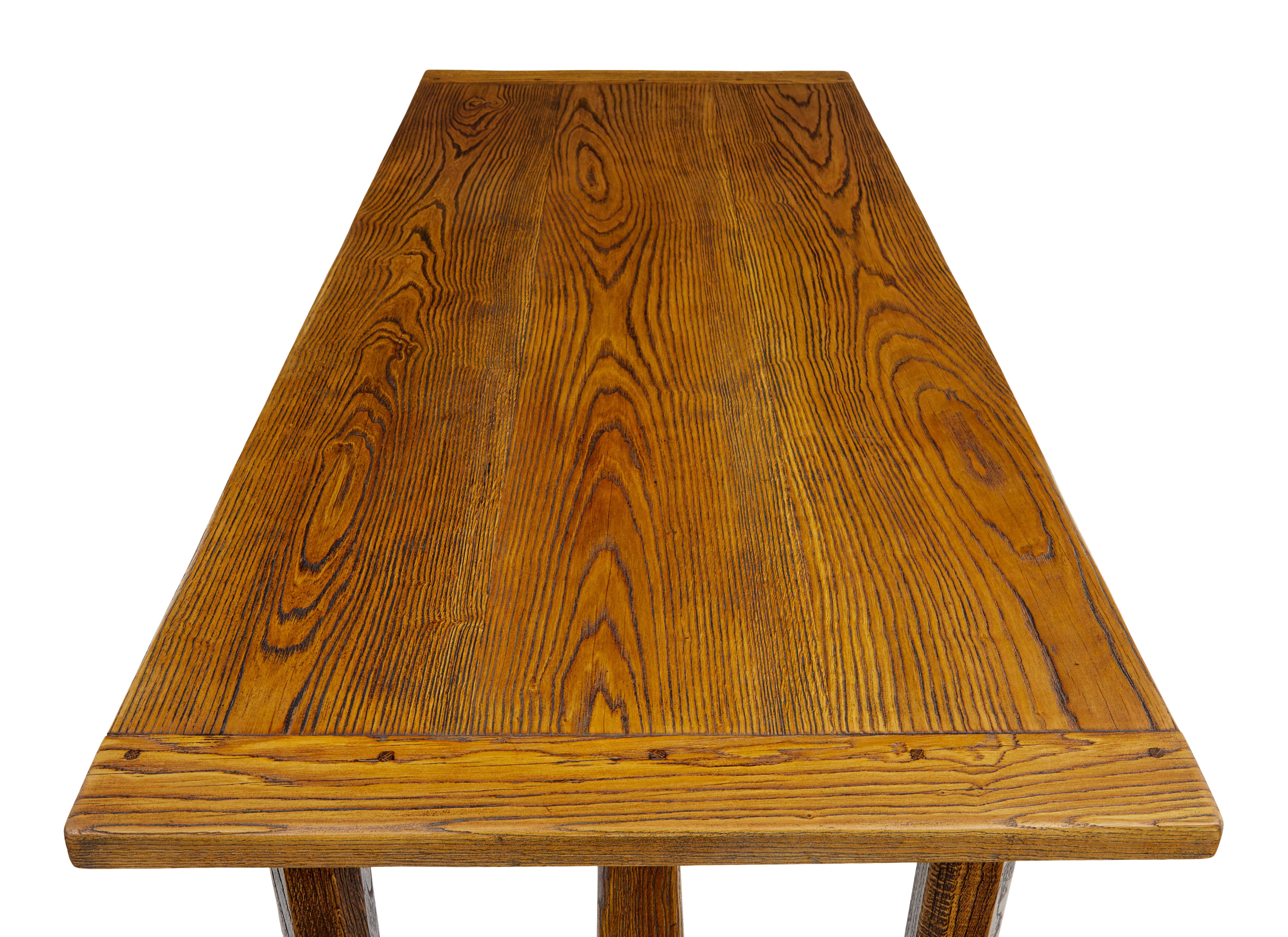 20th Century English made golden oak refectory dining table For Sale