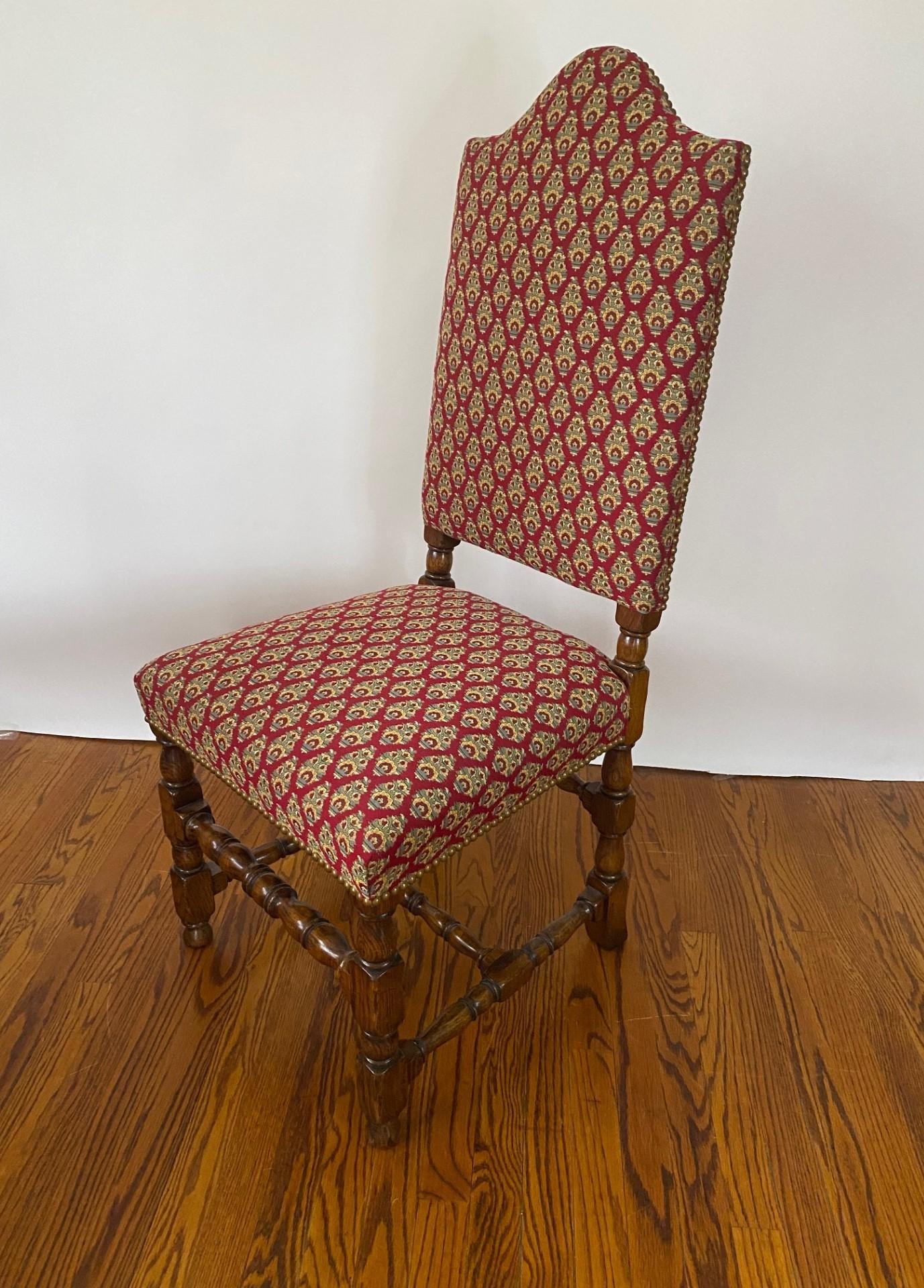 English-Made Late 17th Century Style Solid Oak High Back Side & Arm Chair For Sale 2