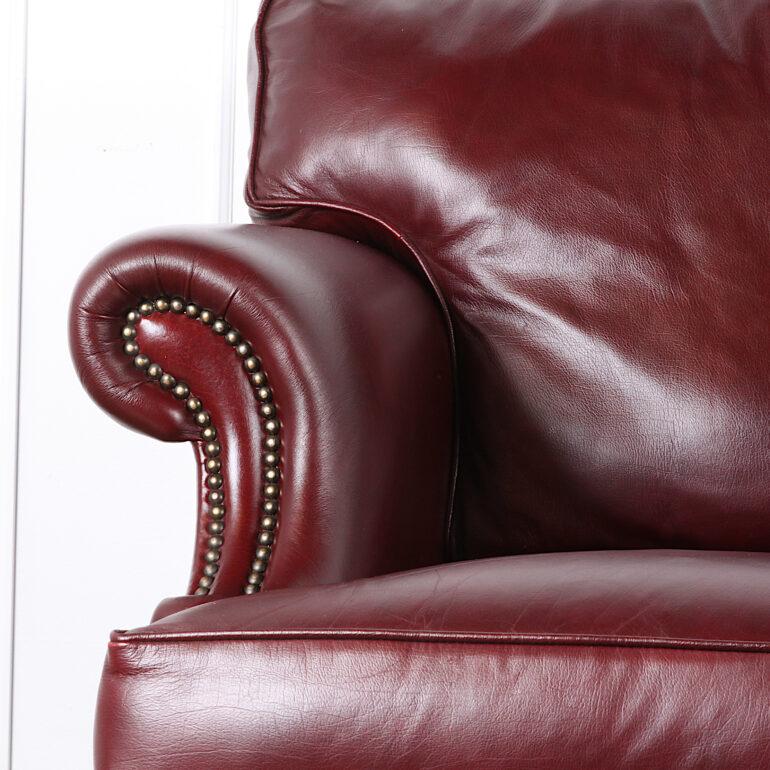oxblood leather couch