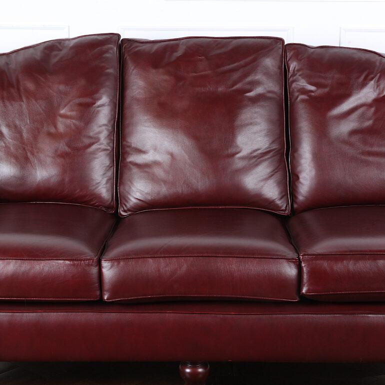 Georgian English Made Oxblood Leather Sofa