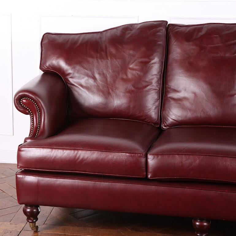 English Made Oxblood Leather Sofa For Sale at 1stDibs oxblood couch