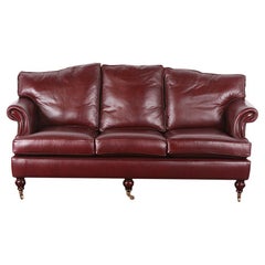 Vintage English Made Oxblood Leather Sofa