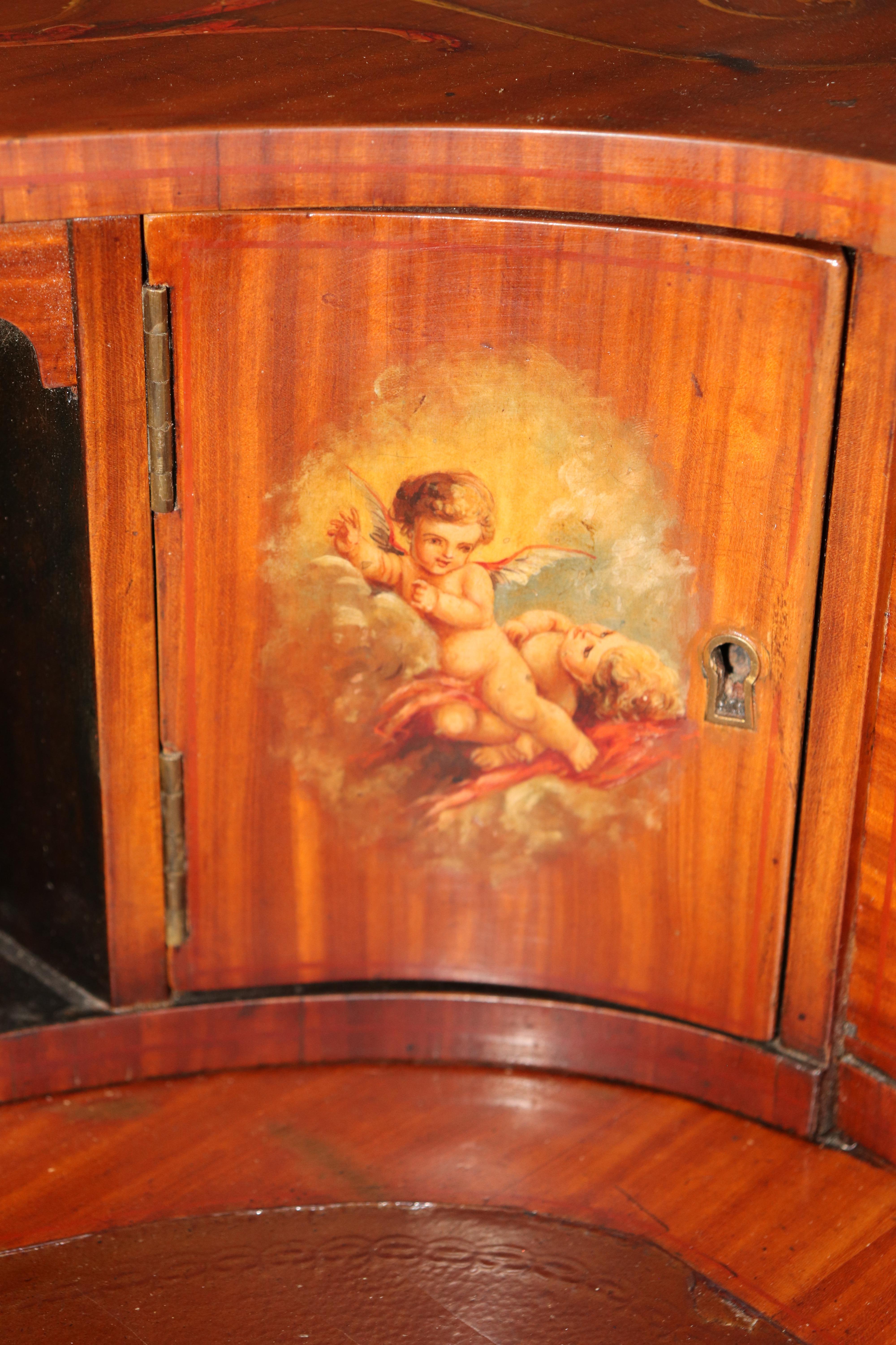 English Made Satinwood Adams Paint Decorated Carlton House Desk With Cubbies in vendita 8