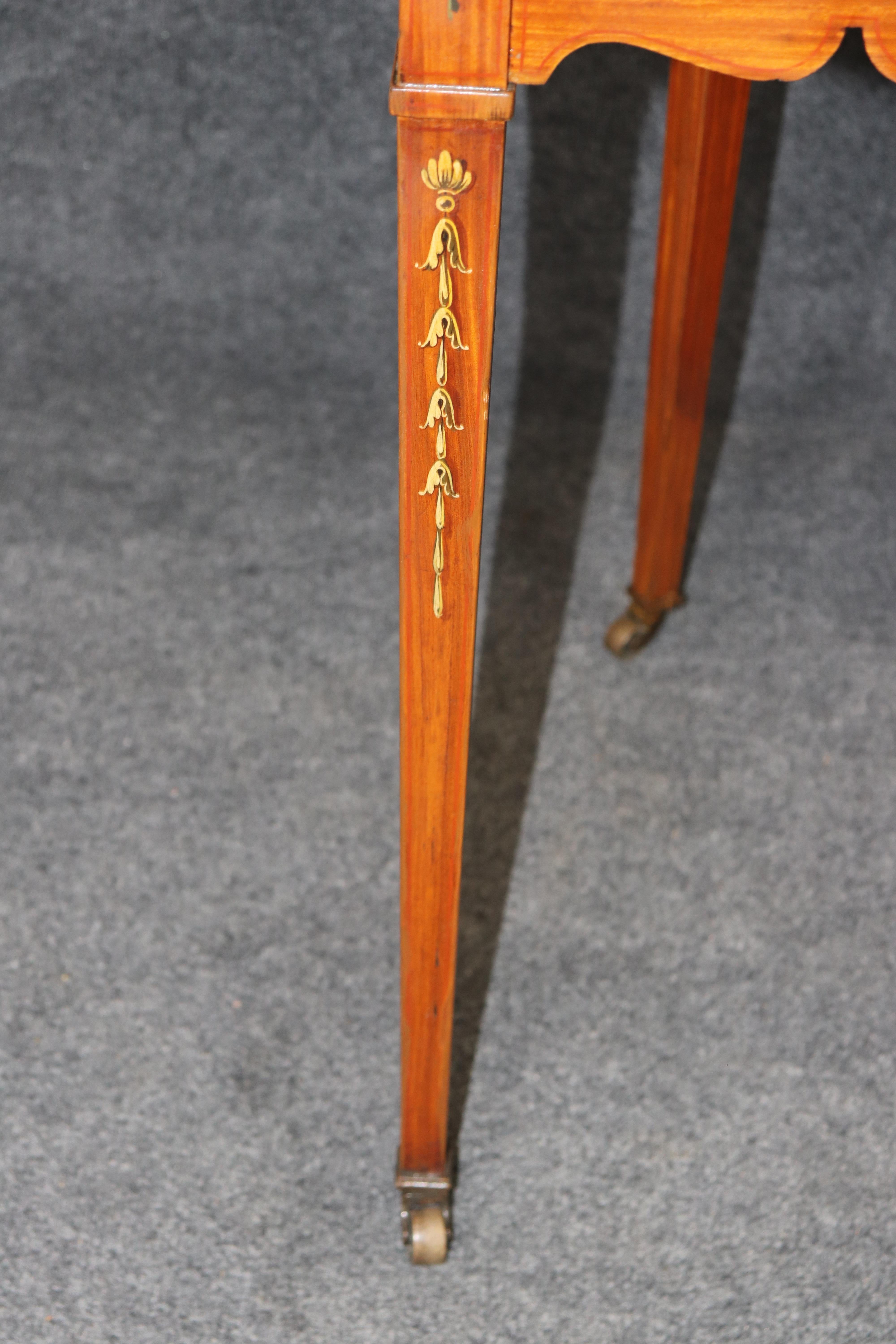 English Made Satinwood Adams Paint Decorated Carlton House Desk With Cubbies in vendita 9