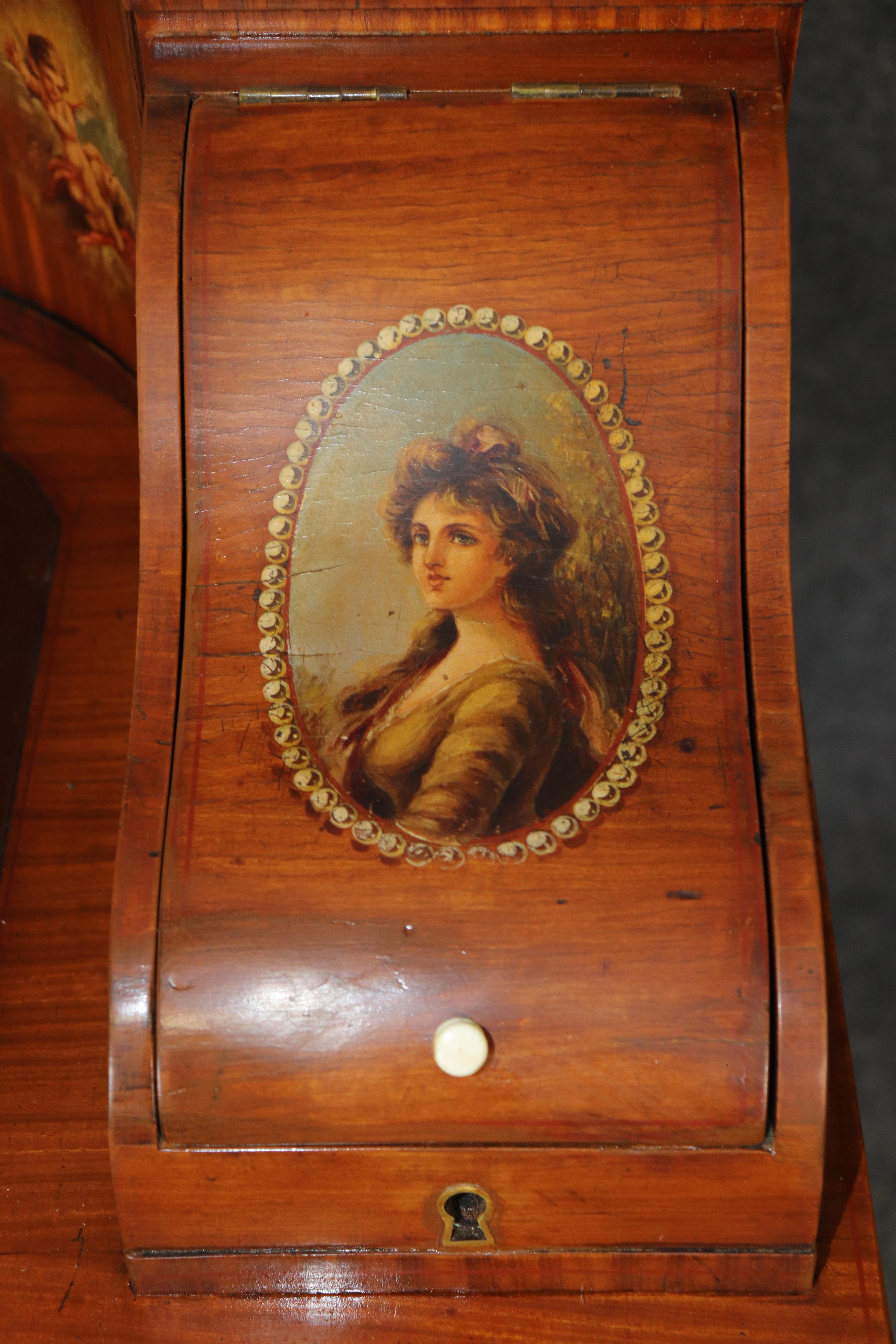 Inglese English Made Satinwood Adams Paint Decorated Carlton House Desk With Cubbies in vendita