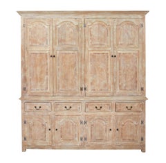 English made solid limed oak housekeepers cupboard
