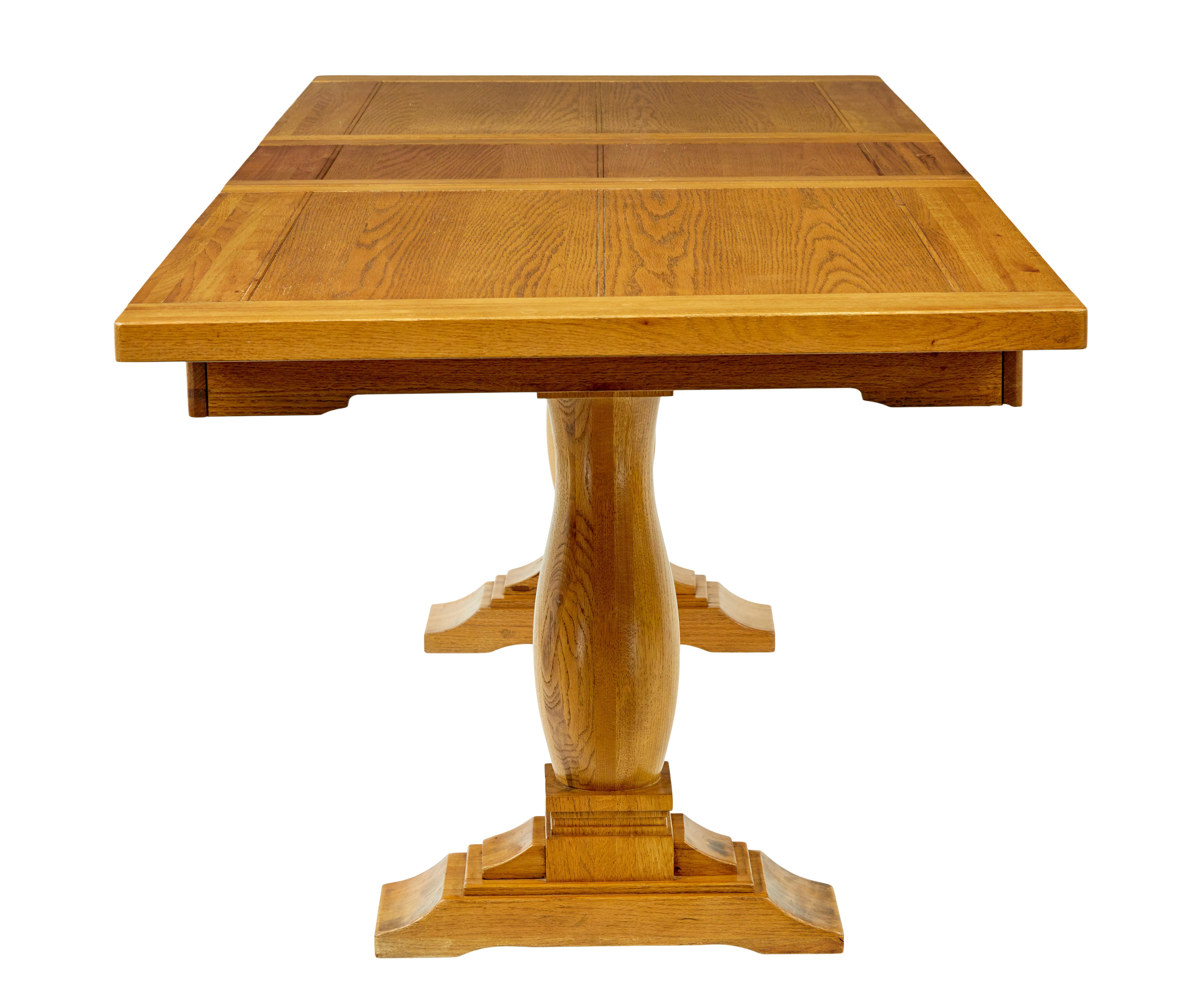 Contemporary English made solid oak extending dining table For Sale