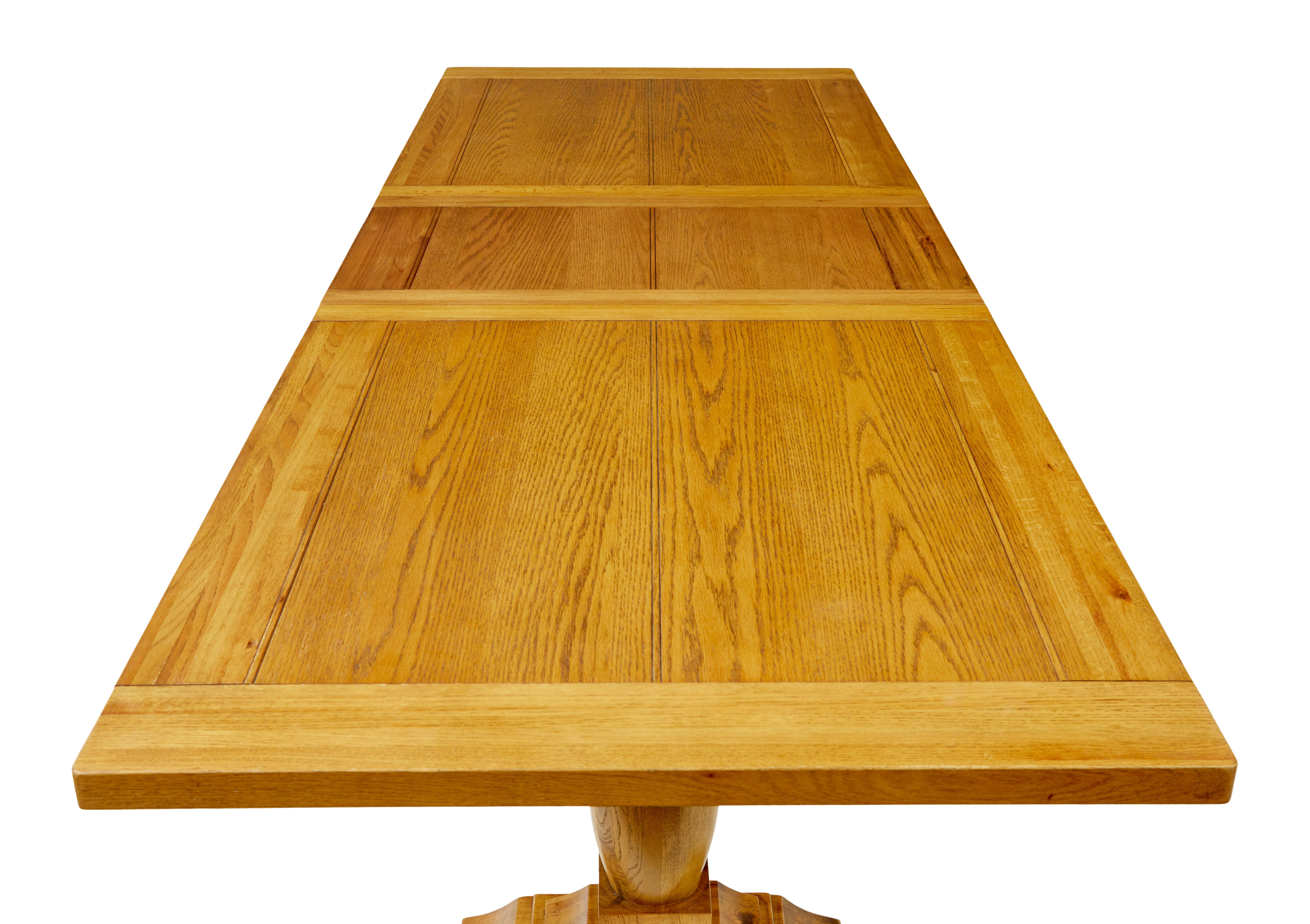 Oak English made solid oak extending dining table For Sale