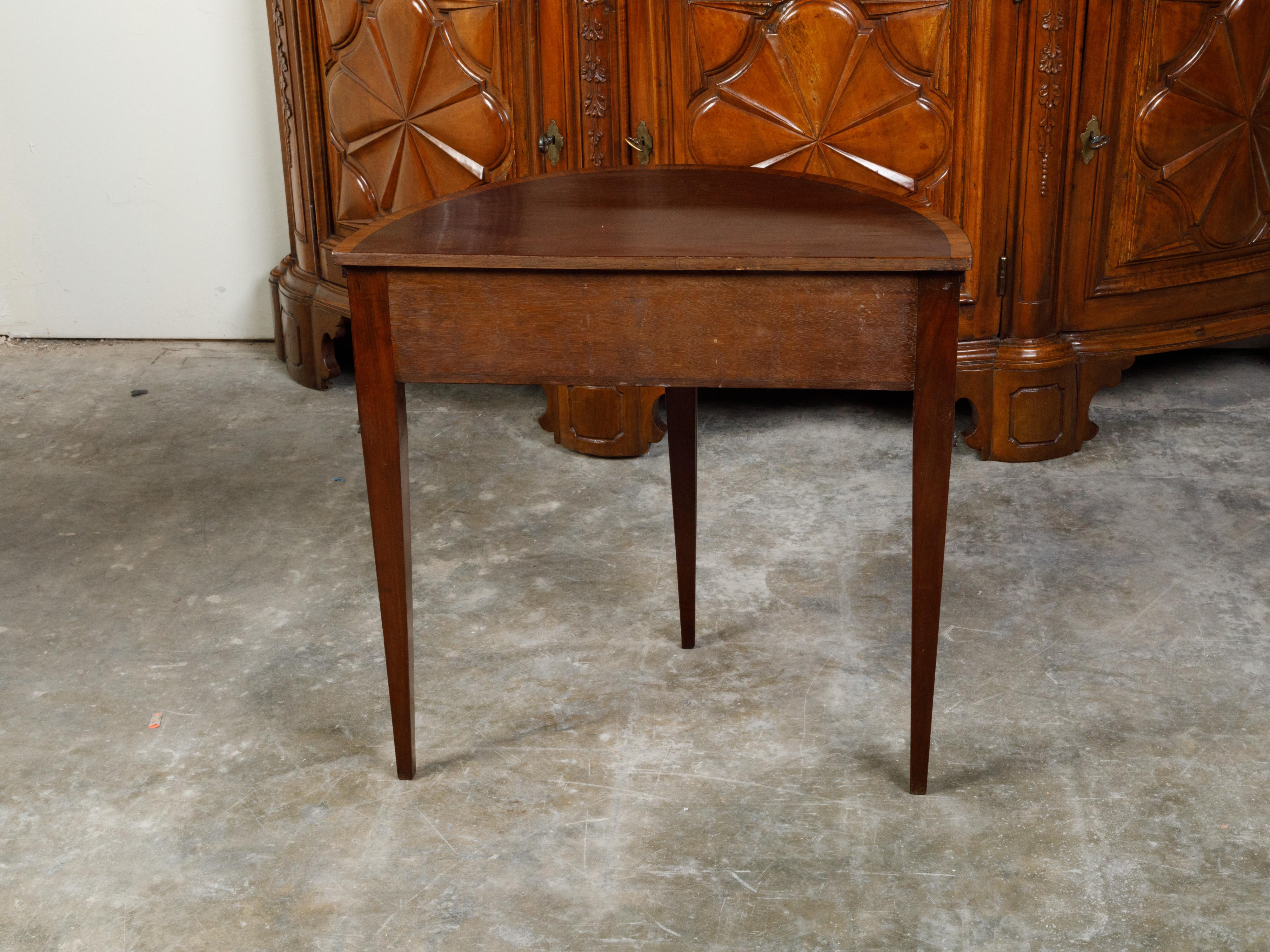 English Mahogany 19th Century Demi-Lune Console Table with Tambour Sliding Doors For Sale 6
