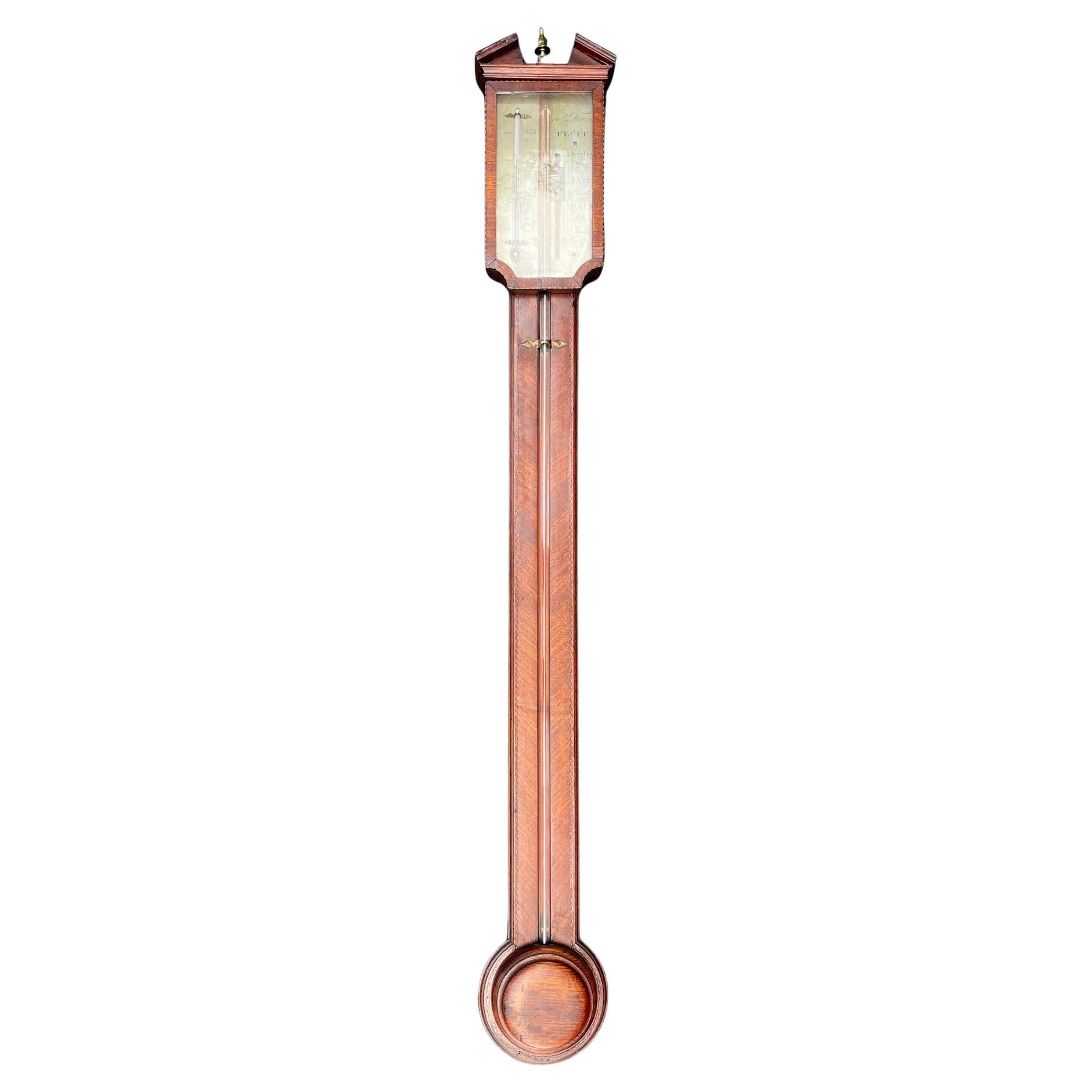 English Mahogany 19th Century Stick Barometer by Tarone