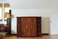 English Mahogany Gentleman's Breakfront Linen Press, Mid-19th Century