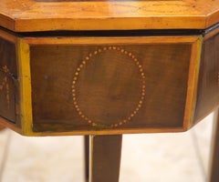 English Mahogany 3 Drawer Sewing Table w/ Beautiful Satinwood Inlays