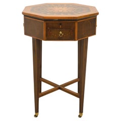 English Mahogany 3 Drawer Sewing Table w/ Beautiful Satinwood Inlays