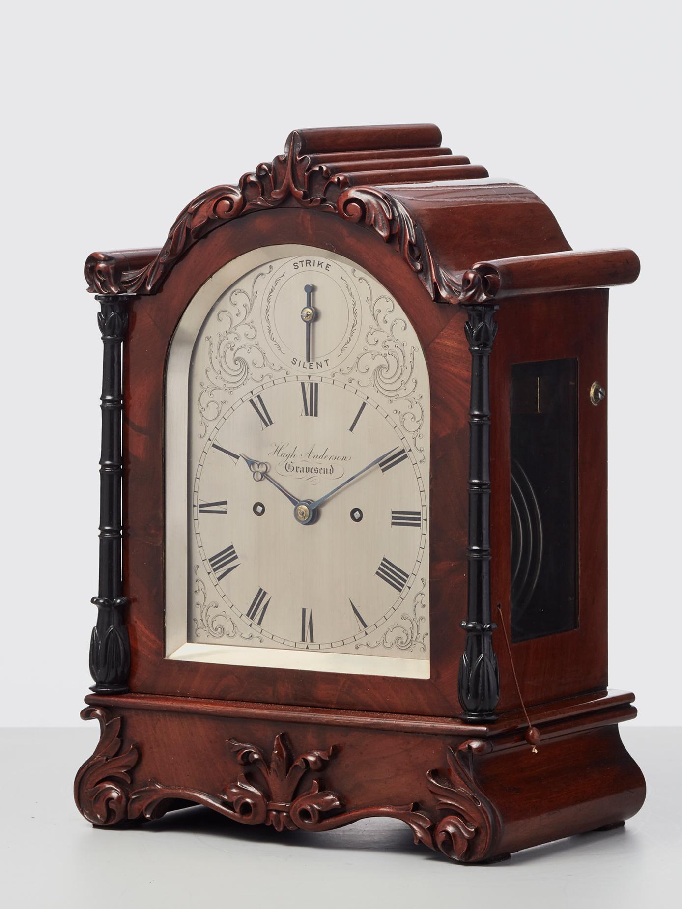 Anglais Horloge de 8 jours anglaise en acajou par Anderson en vente