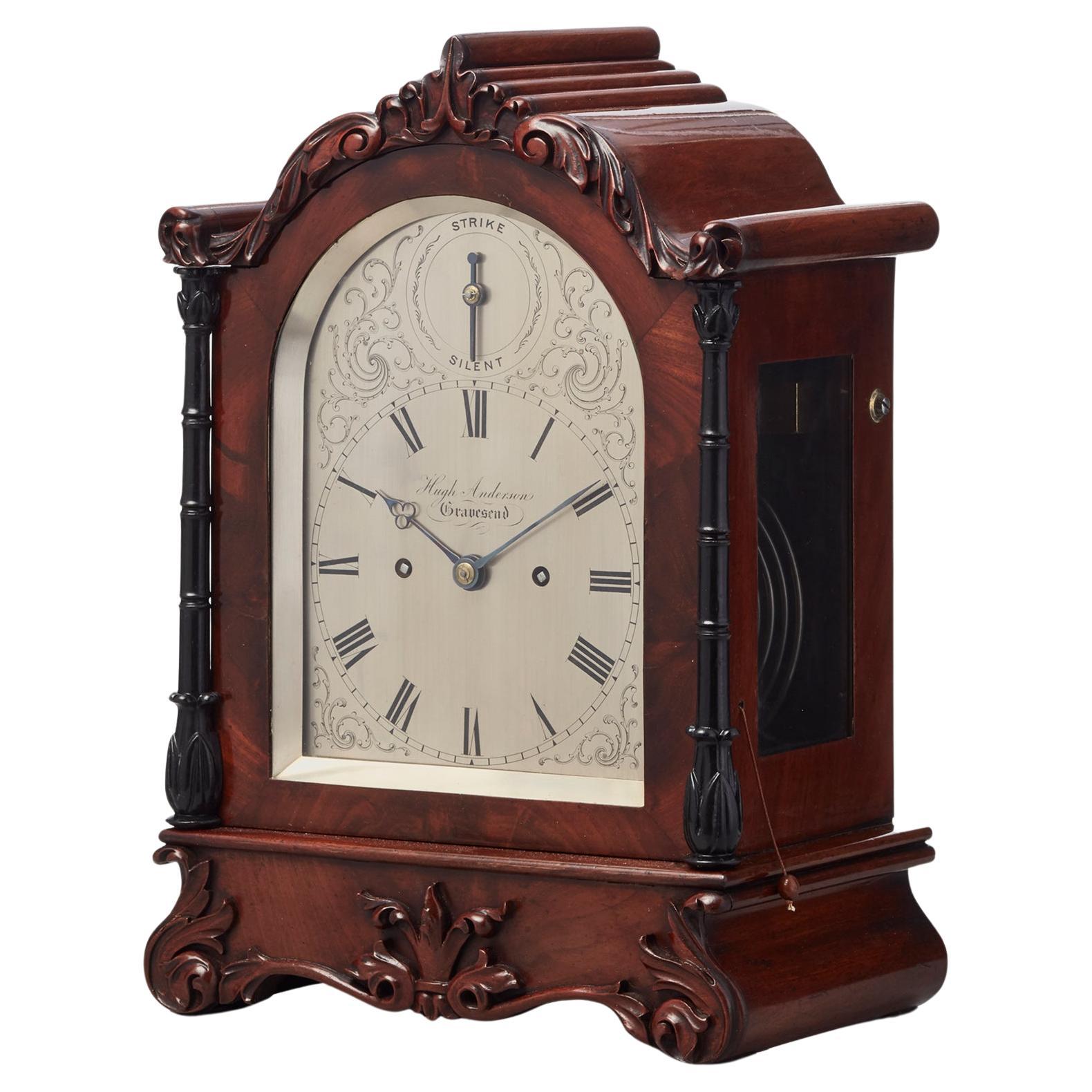 English mahogany 8-day bracket clock by Anderson For Sale