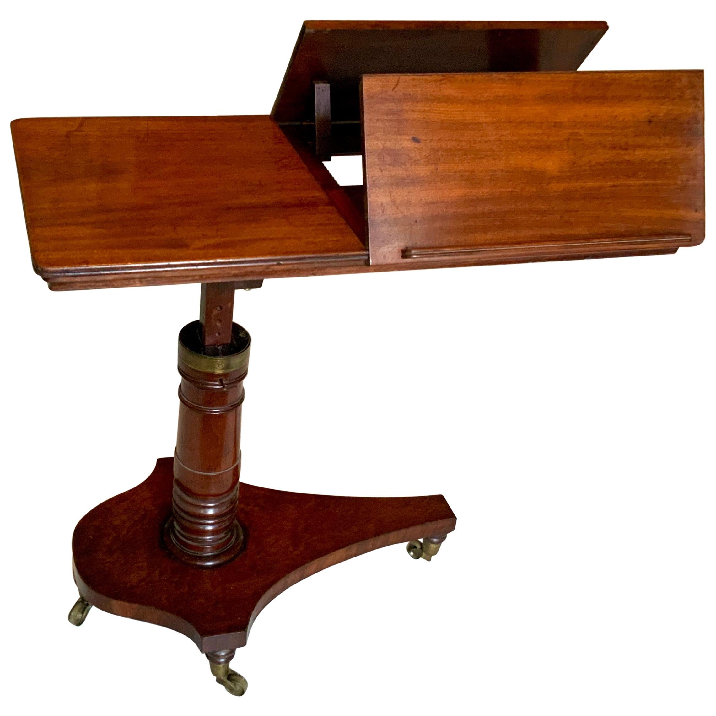 English Mahogany Adjustable Reading or Musical Table Stand