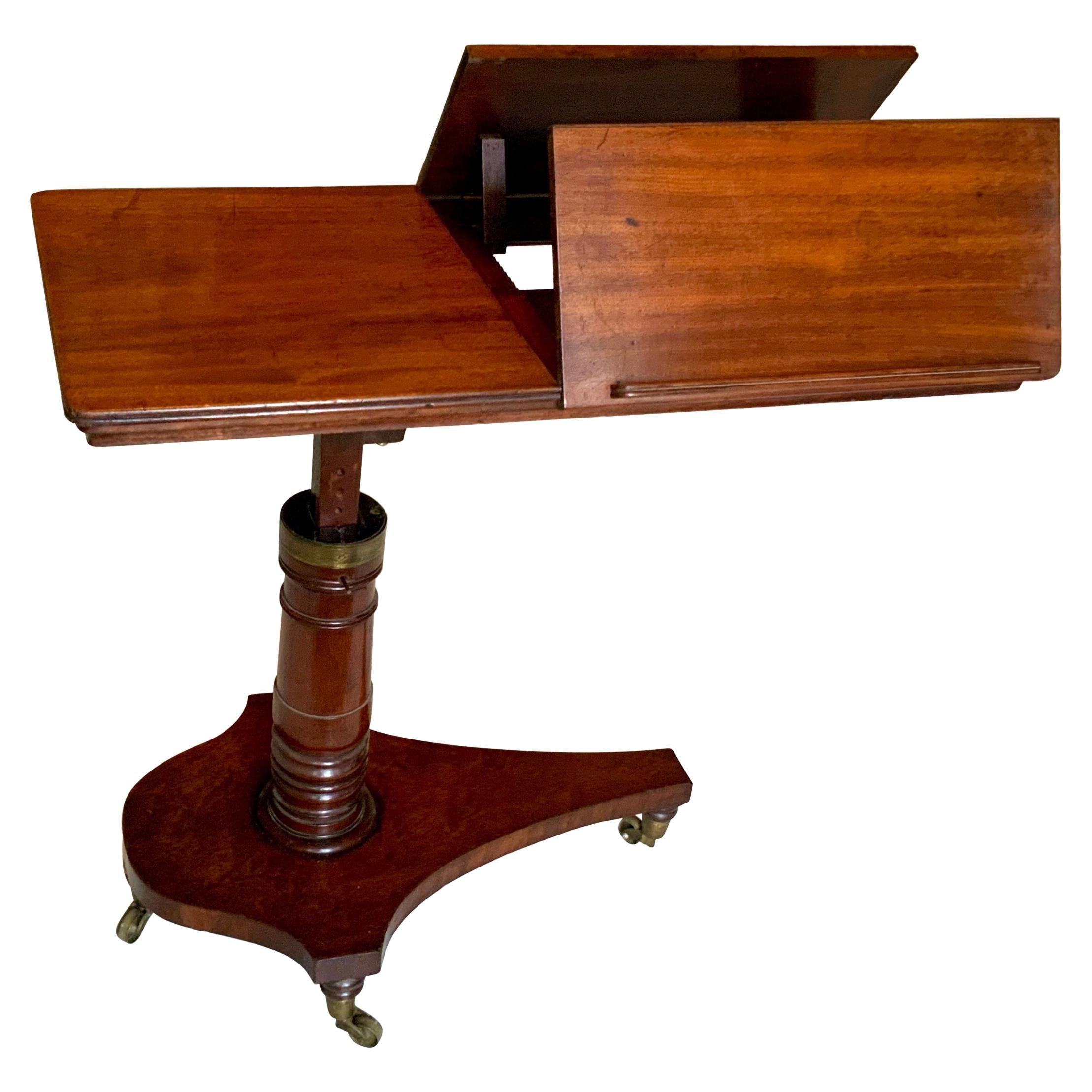 English Mahogany Adjustable Reading or Musical Table Stand