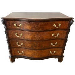 English George II Chippendale Style Mahogany and Amboyna Chest of Drawers