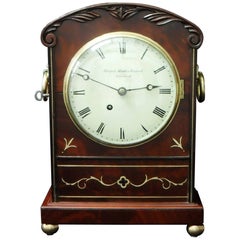 English Mahogany and Brass Inlaid Timepiece Bracket Clock