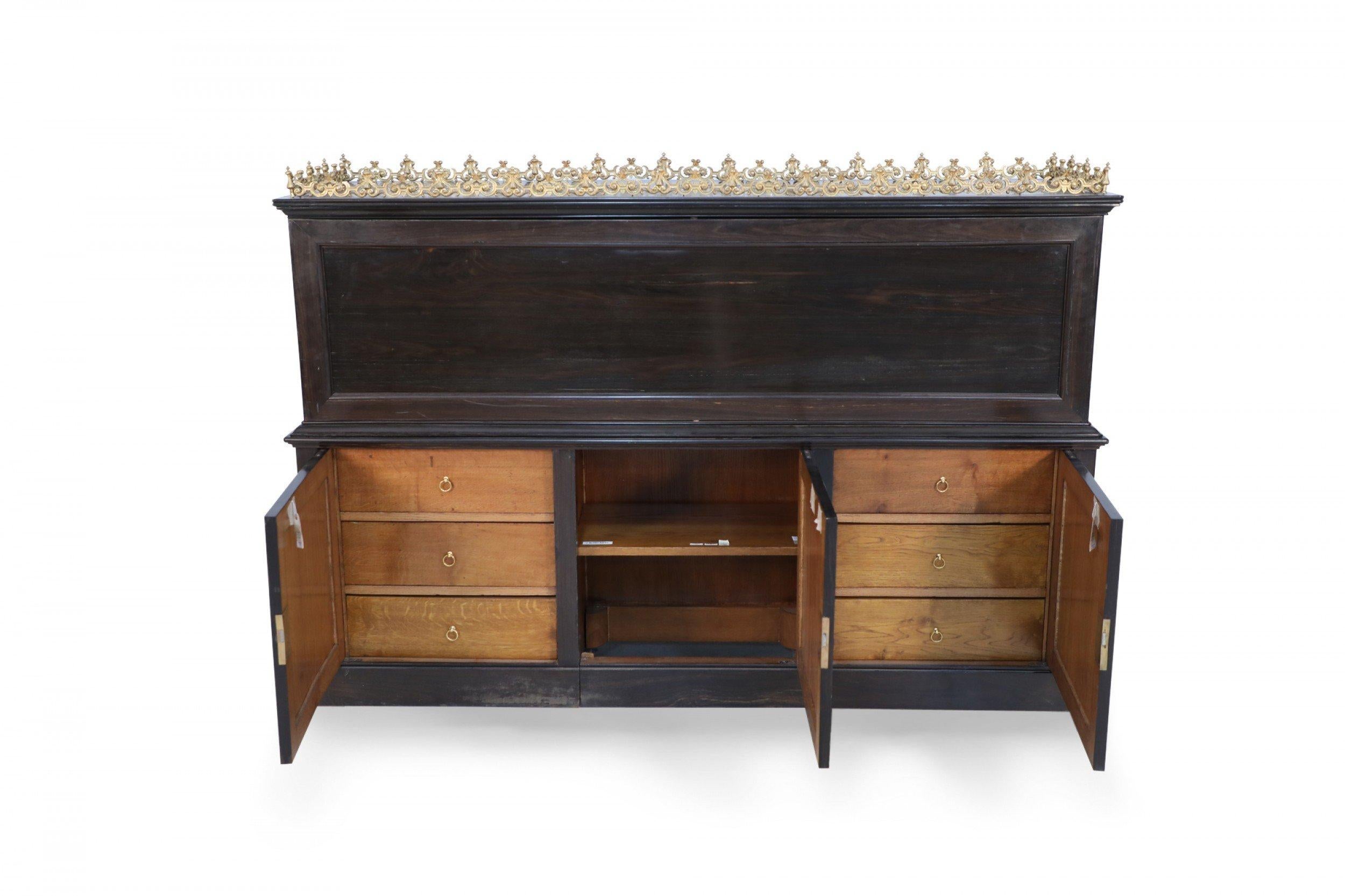 English Mahogany and Gold Accented Roll Top Desk For Sale 3