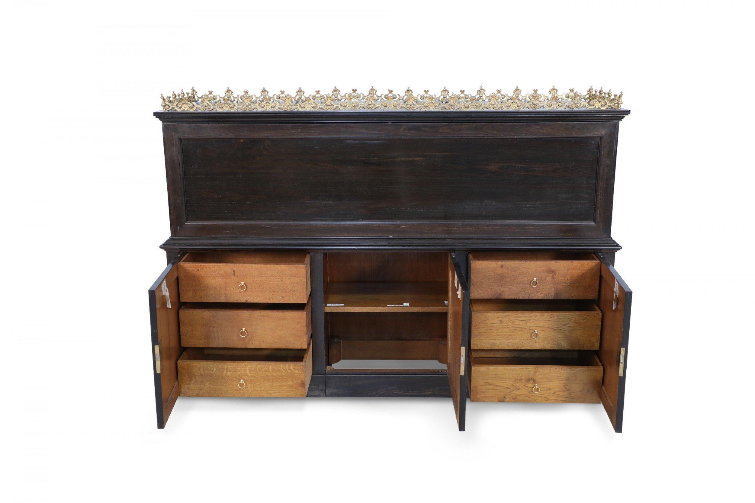 English Mahogany and Gold Accented Roll Top Desk For Sale 4