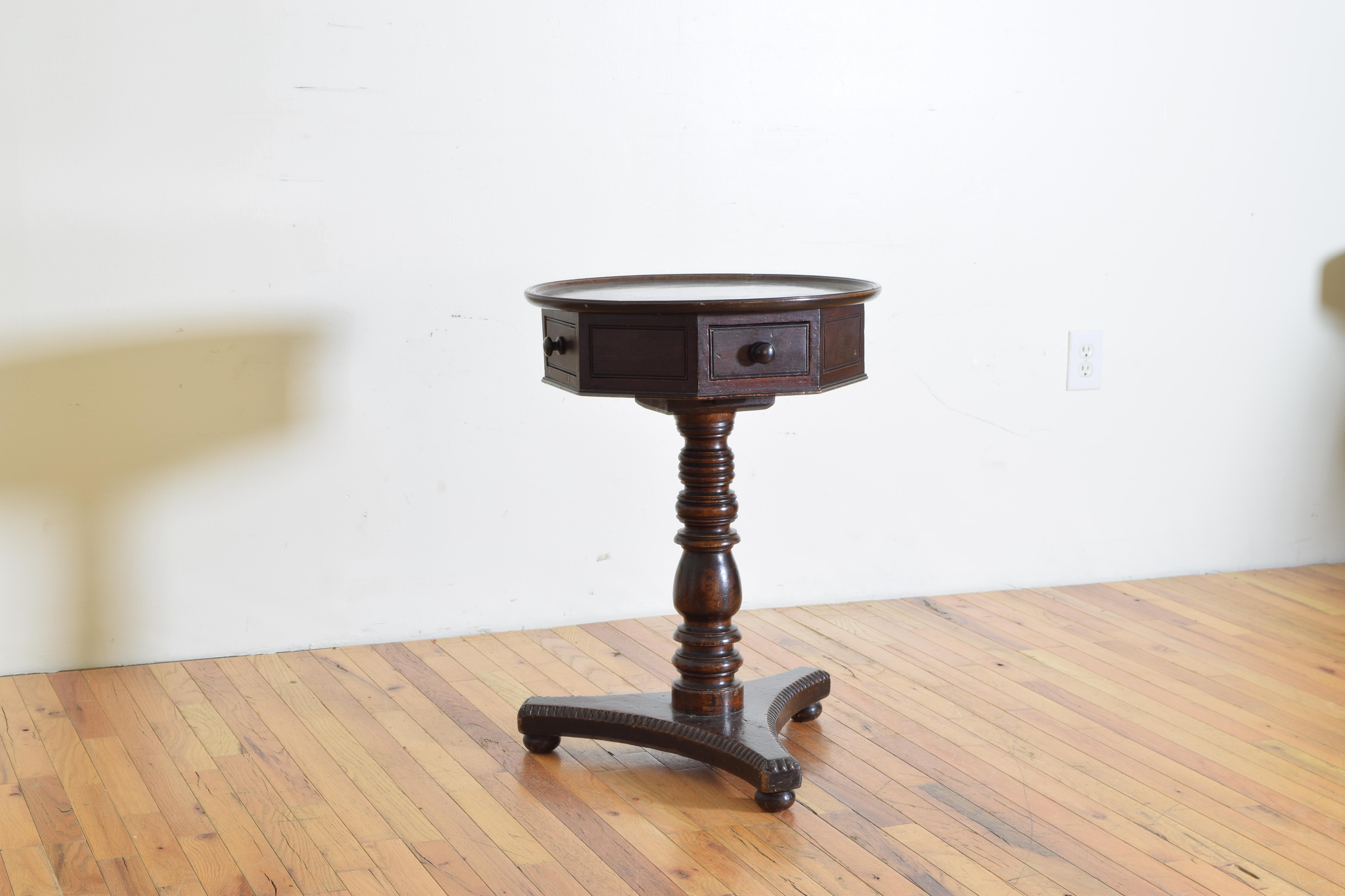 William IV English Mahogany and Grained Ash Drum Table with Dish Top, circa 1830