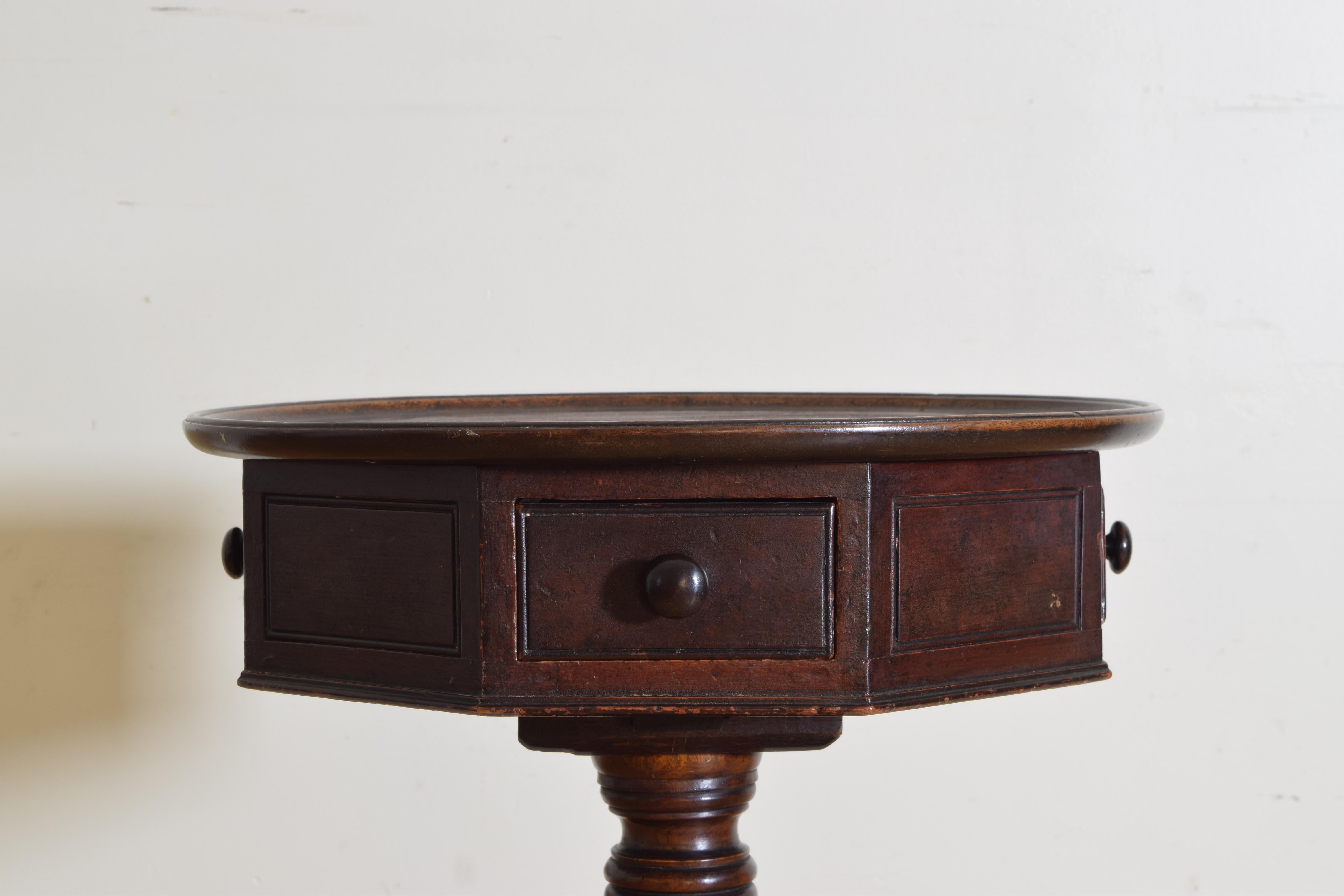 Carved English Mahogany and Grained Ash Drum Table with Dish Top, circa 1830