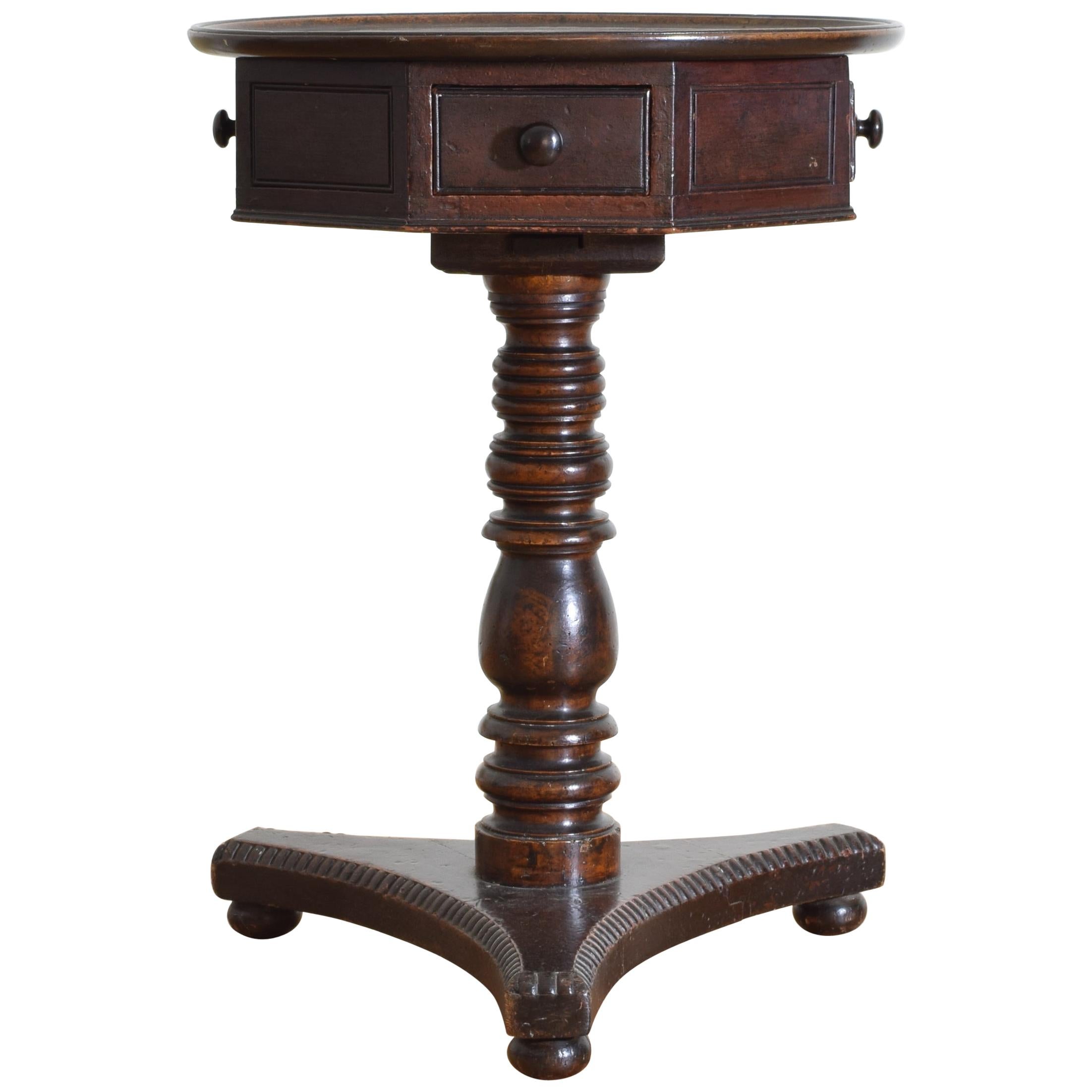 English Mahogany and Grained Ash Drum Table with Dish Top, circa 1830