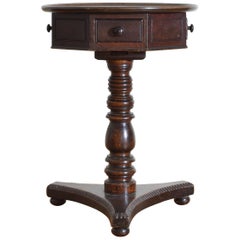 Antique English Mahogany and Grained Ash Drum Table with Dish Top, circa 1830