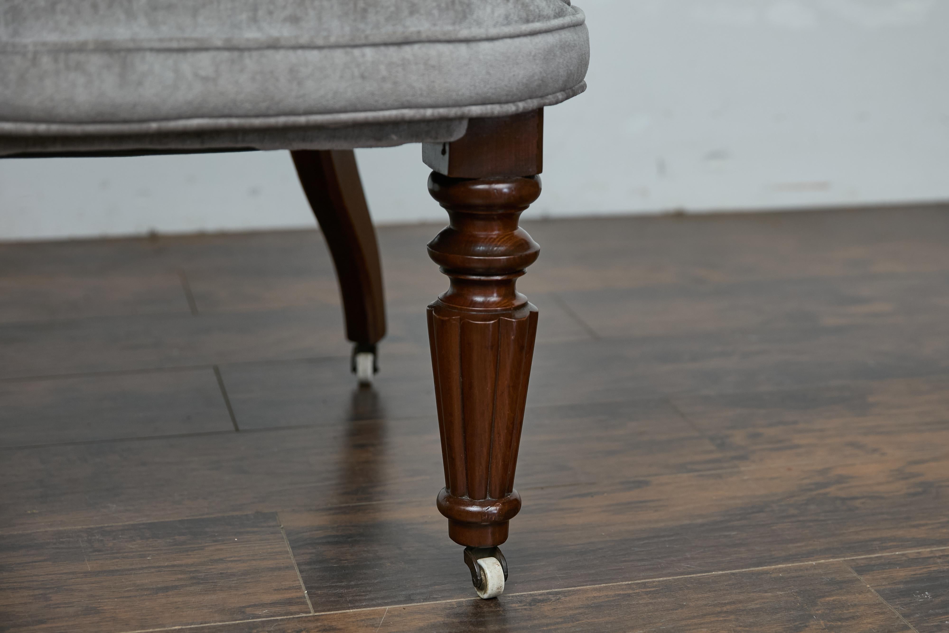 English Mahogany and Horn Victorian Chair with Velvet Upholstery circa 1880 For Sale 9