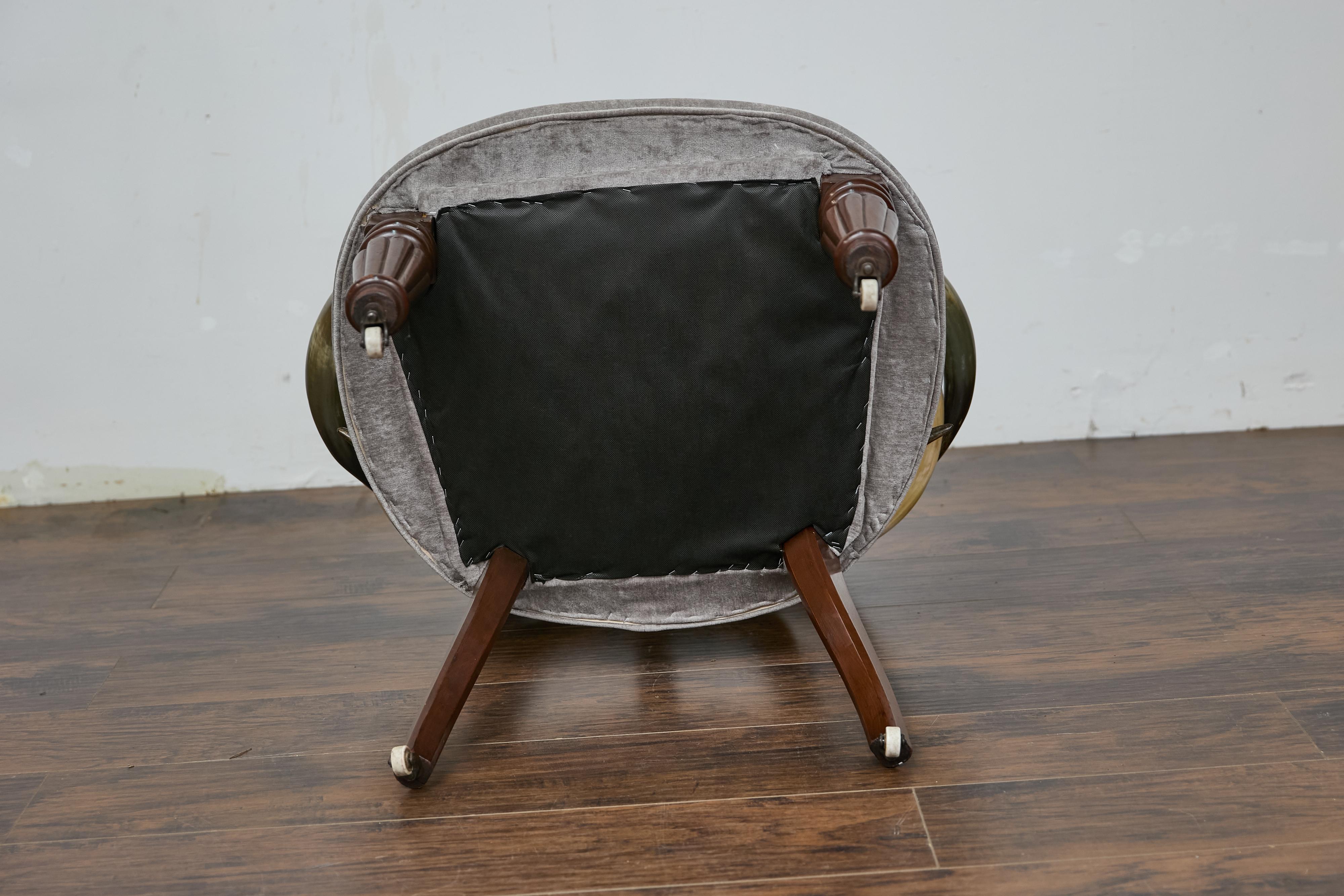 English Mahogany and Horn Victorian Chair with Velvet Upholstery circa 1880 For Sale 11