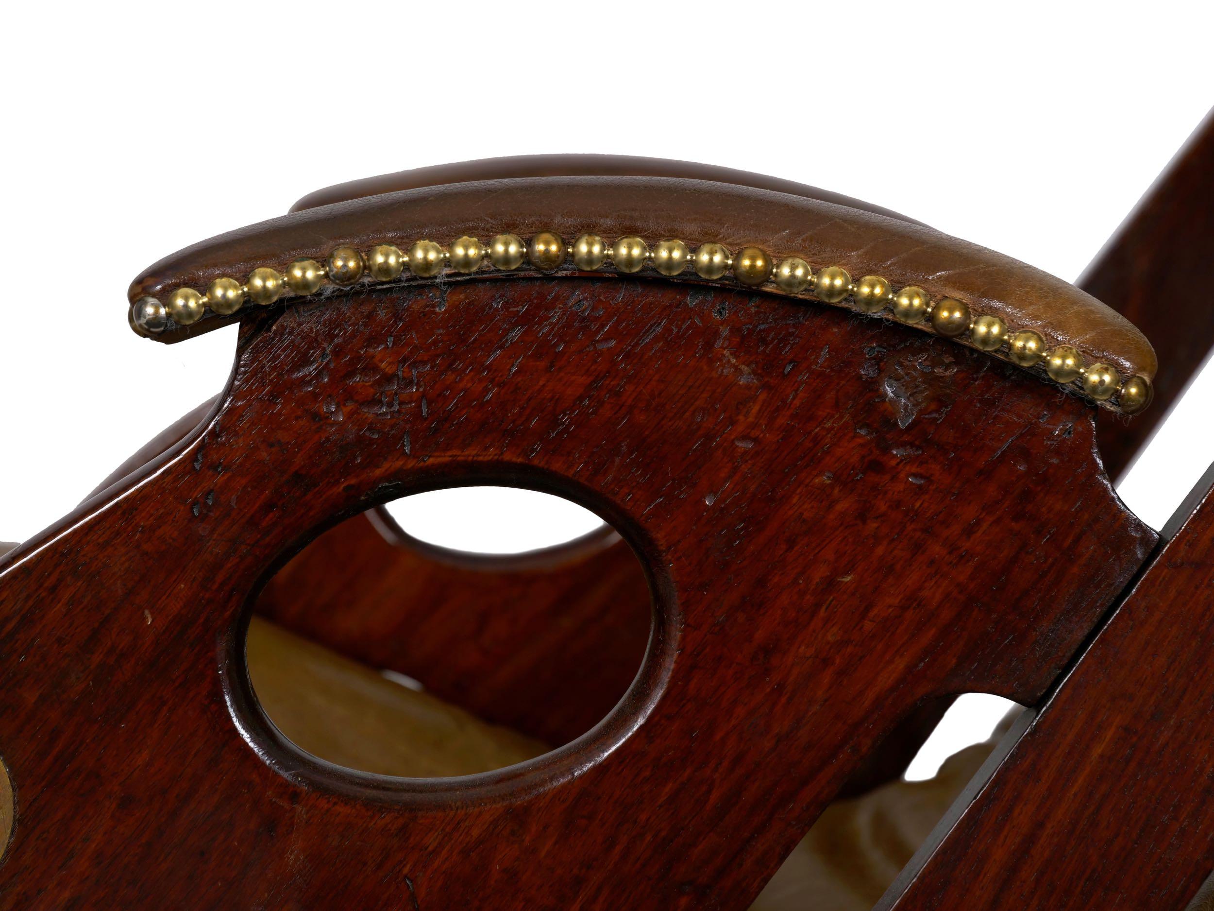 English Mahogany and Leather Reclining Metamorphic Campaign Chair, 19th Century 9