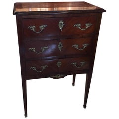 English Mahogany and Marquetry Top Side Table, 19th Century