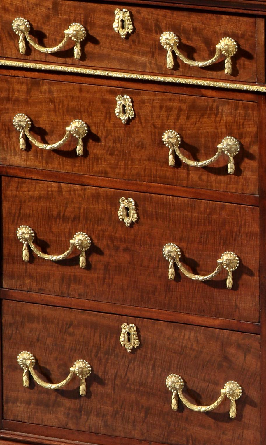 Georgian English Mahogany and Ormolu Partners Desk with Red Leather, 19th Century For Sale