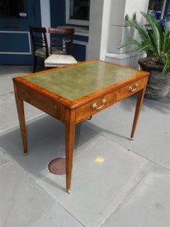 English Mahogany and Satinwood Foliage Inlaid Two Drawer Writing Desk, C 1790