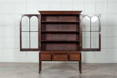 English Mahogany Arched Glazed Dresser Cabinet