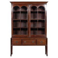 English Mahogany Arched Glazed Dresser Cabinet