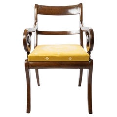 English Regency Mahogany Arm Chair with Upholstered Seat, 1820