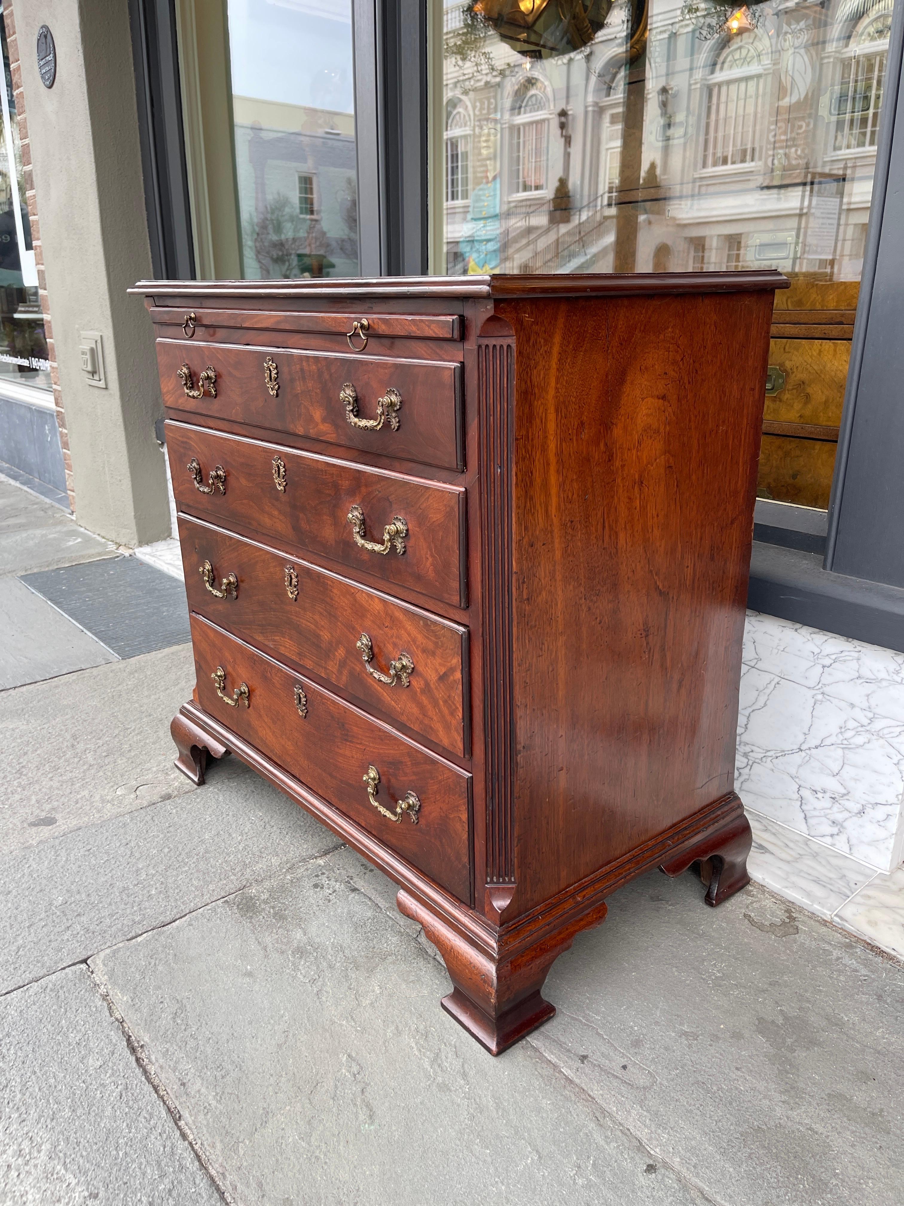 English mahogany bachelors chest on bracket foot with brushing slide c.1790