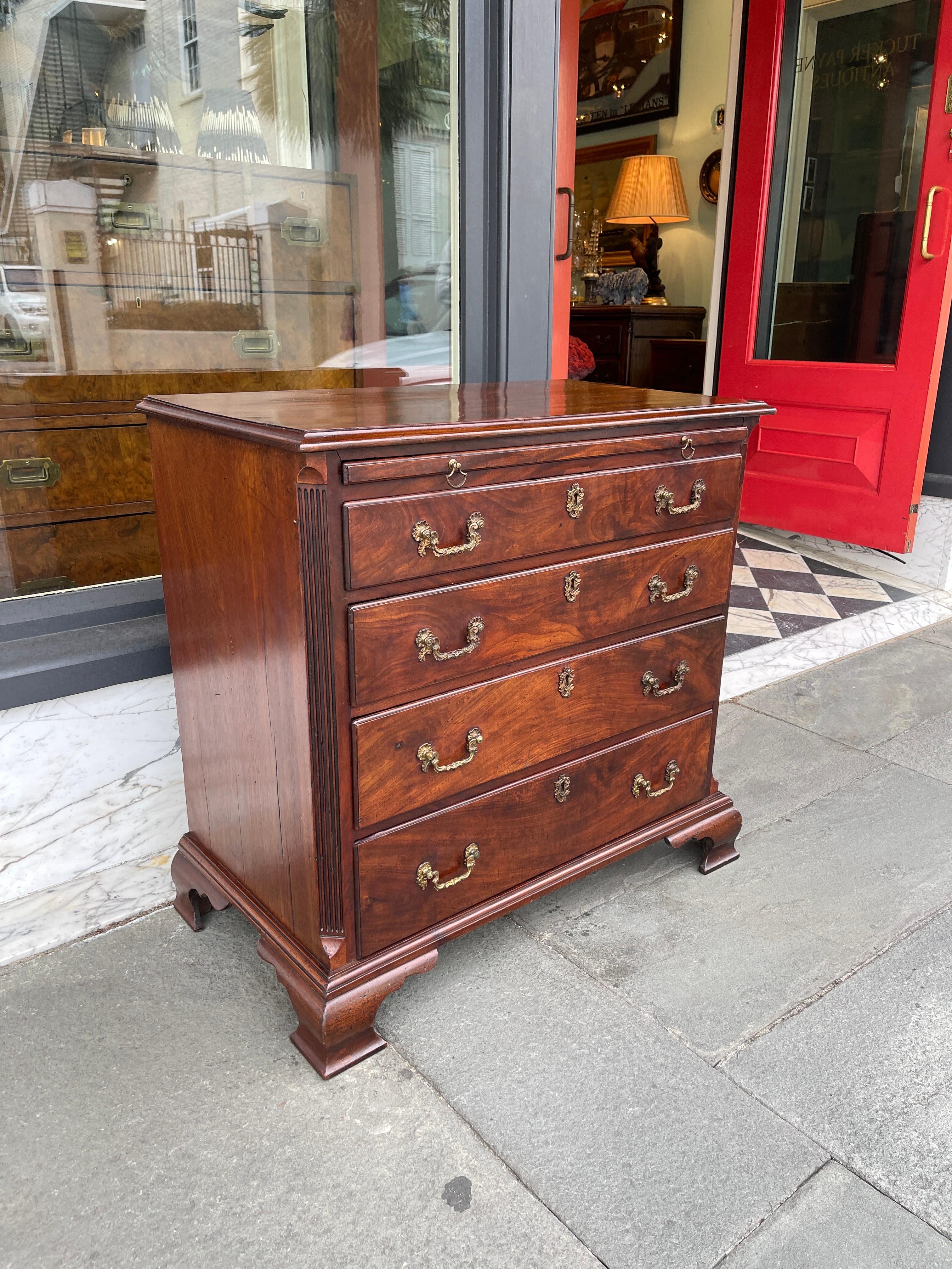 18th Century English mahogany bachelors chest with brushing slide late 18th century  For Sale