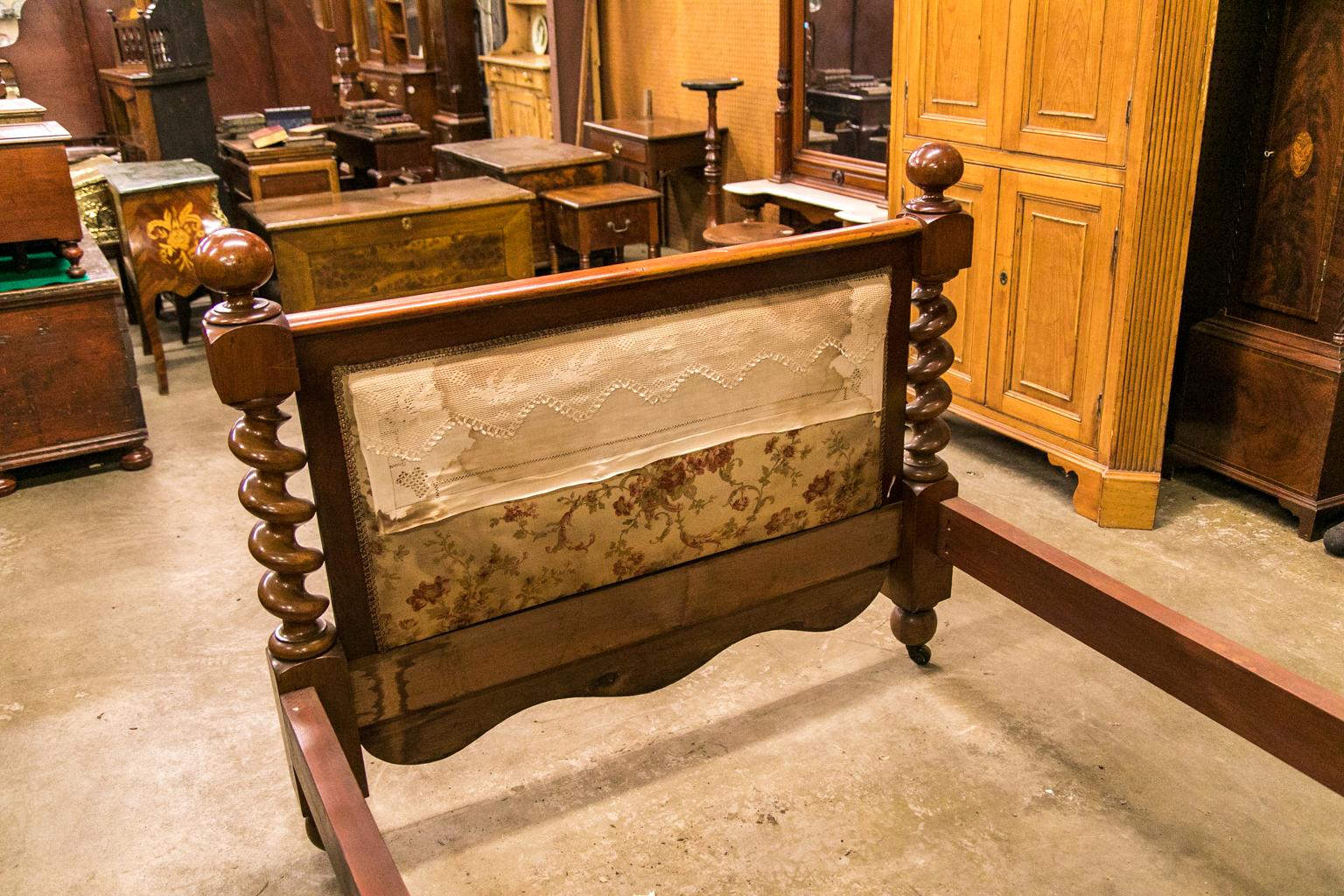 Mid-19th Century English Mahogany Barley Twist Bed For Sale