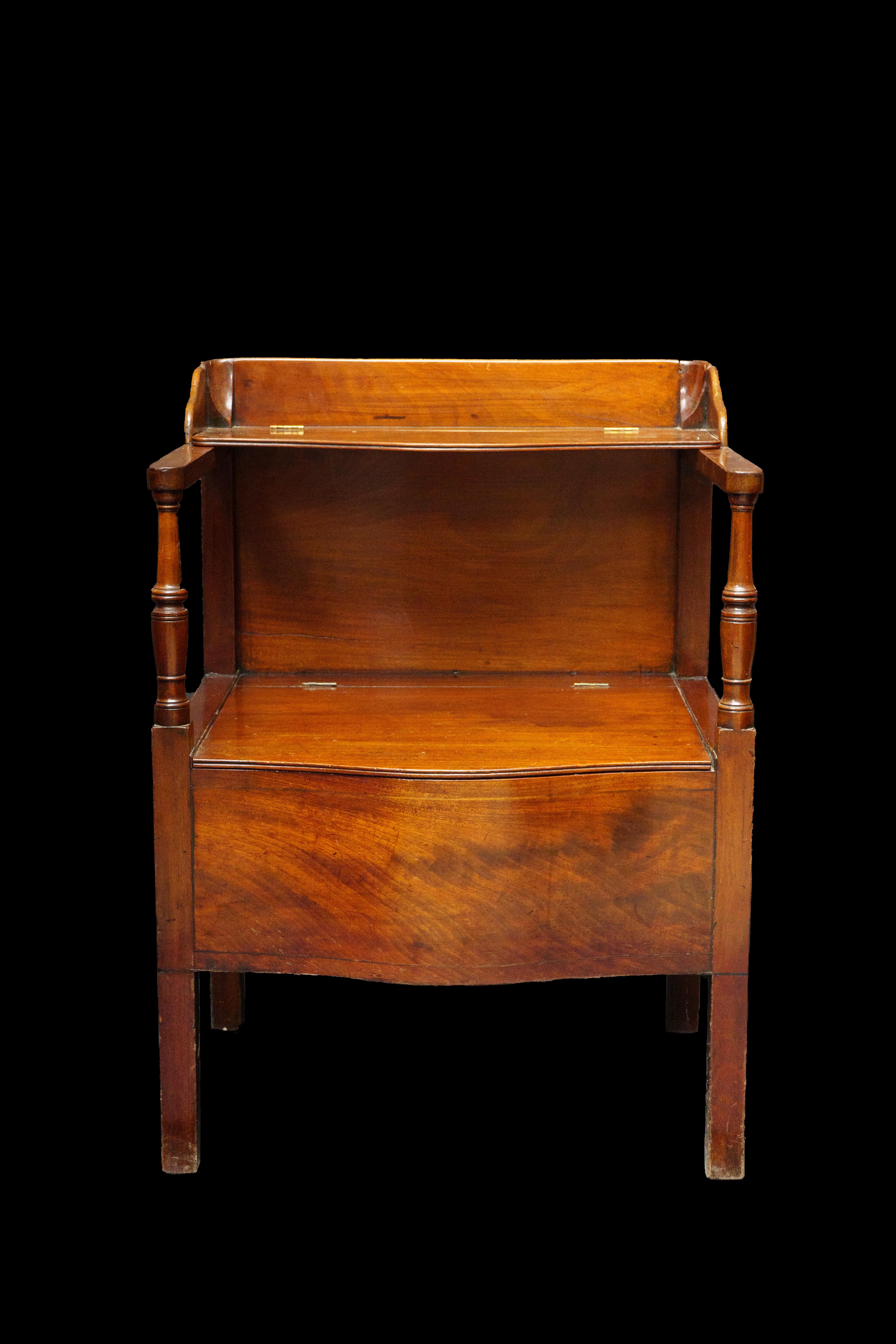 English Mahogany bedside commode table/chair:

Measures: 23