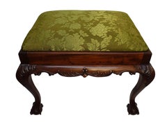 English Mahogany Bench or Stool with Claw and Ball Feet