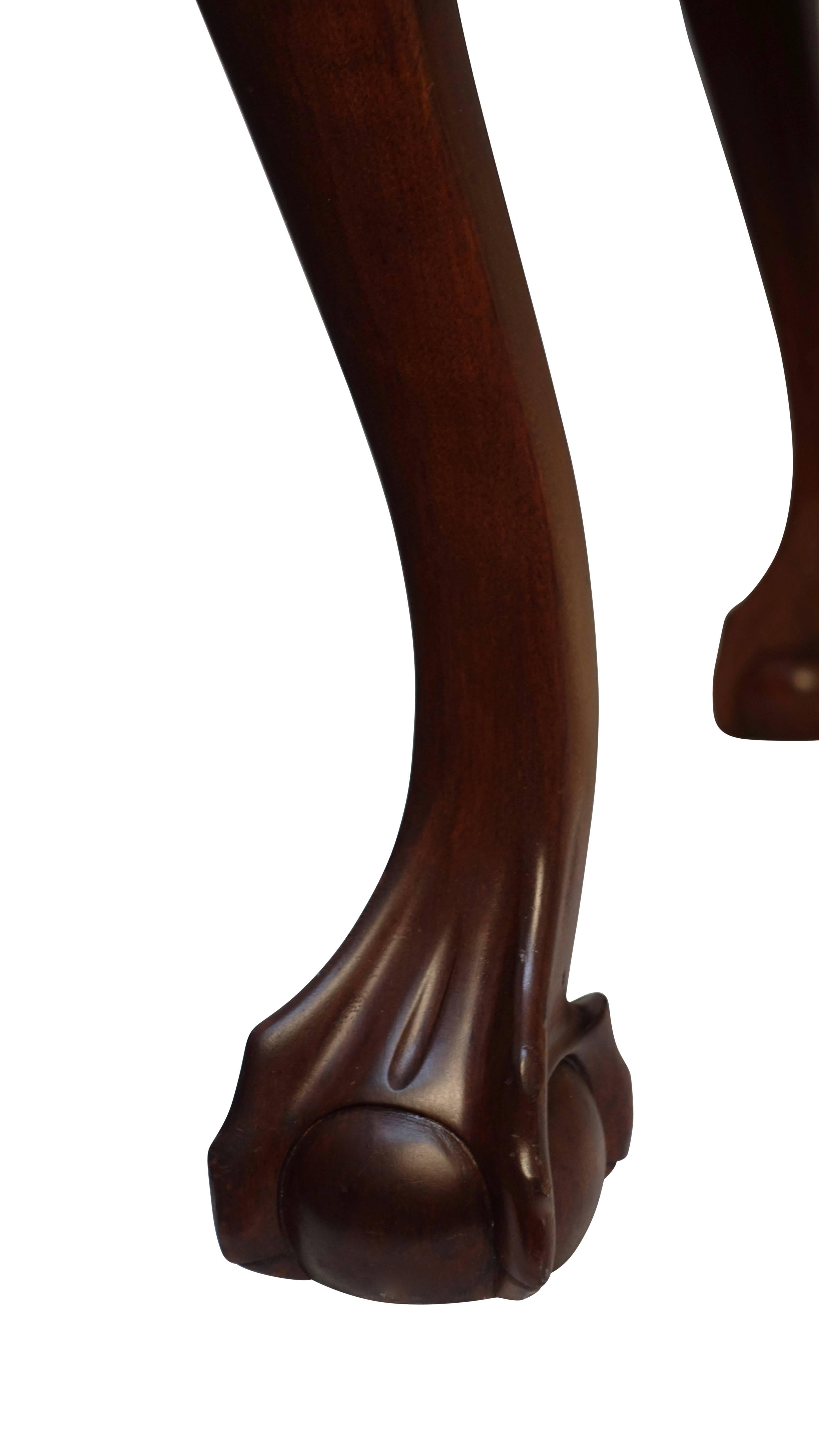 20th Century English Mahogany Bench or Stool with Claw and Ball Feet For Sale