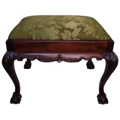 English Mahogany Bench or Stool with Claw and Ball Feet