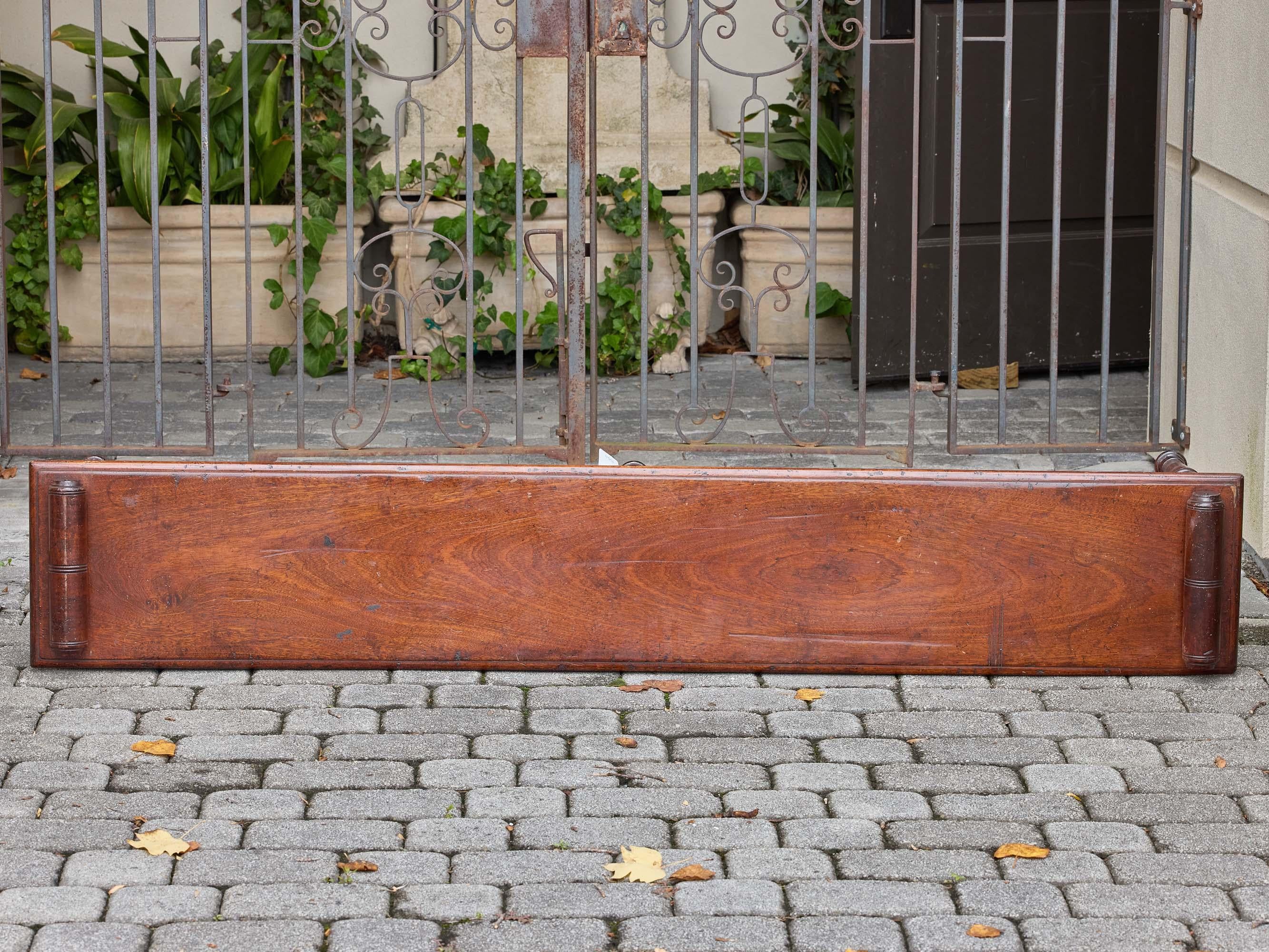 English Mahogany Bench with Turned Legs and Scroll Ends, Circa 1940 For Sale 13