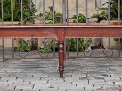 English Mahogany Bench with Turned Legs and Scroll Ends, Circa 1940